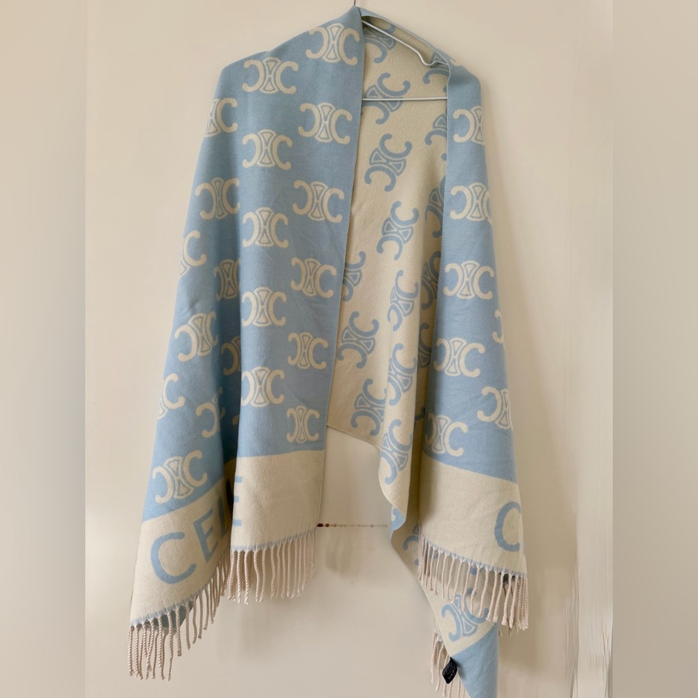 Monogram Scarf Wrap Shawl baby blue  Pantone color